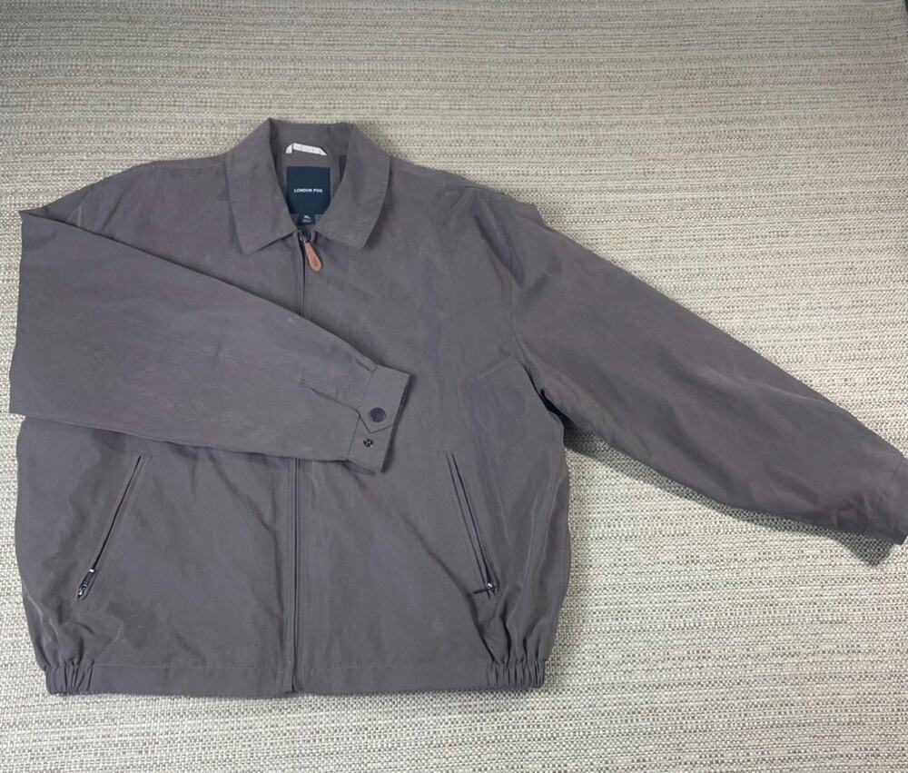 London Fog Jacket Men's XL Full Zip Lined Golf Windbreaker Dual Pocket